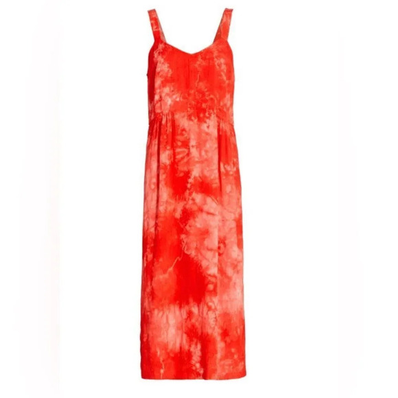 RAQUEL ALLEGRA Orange Tie-Dye V-Neck Midi Dress size 2 (Medium) - Picture 3 of 13
